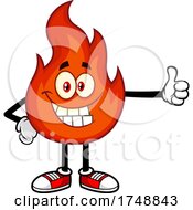 Poster, Art Print Of Cartoon Flame Character Holding A Thumb Up