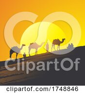 Silhouetted Camel Caravan