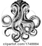 Poster, Art Print Of Octopus Or Cthulhu Squid Monster Vintage Woodcut