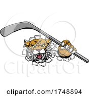 Poster, Art Print Of Wildcat Ice Hockey Player Animal Sports Mascot