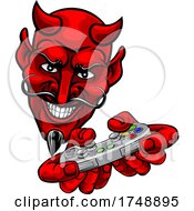 Poster, Art Print Of Devil Gamer Video Game Controller Mascot Cartoon