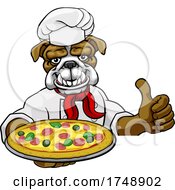 Poster, Art Print Of Bulldog Pizza Chef Cartoon Restaurant Mascot Sign
