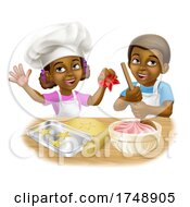 Poster, Art Print Of Black Girl And Boy Cartoon Child Chef Cook Kids