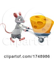 Poster, Art Print Of Mouse Pushing Cheese In A Wheelbarrow