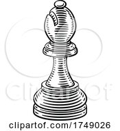 Poster, Art Print Of Bishop Chess Piece Vintage Woodcut Style Concept