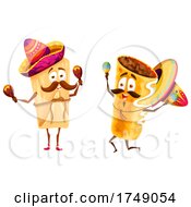 Mexican Burrito And Tamale Playing Maracas