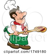Cartoon Italian Chef Cooking Pizza