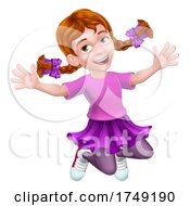 Happy Jumping Girl Kid Child Cartoon Character