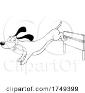 Black And White Cartoon Dog Jumping A Hurdle
