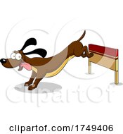 Poster, Art Print Of Cartoon Dog Jumping A Hurdle