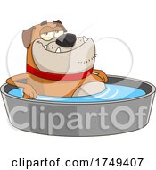 Cartoon Bulldog Soaking In A Tub