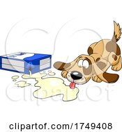 Cartoon Dog Lapping Up Spilled Milk by Hit Toon