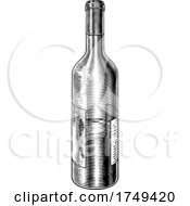 Glass Wine Bottle Vintage Etching Woodcut by AtStockIllustration