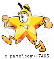Poster, Art Print Of Star Mascot Cartoon Character Running