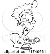 Cartoon Black And White Boy Playing A Video Game by toonaday