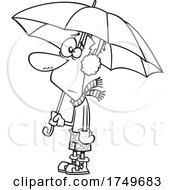 Cartoon Black And White Man Confused With The Weather by toonaday