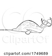 Cartoon Black And White Tired Slug