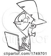 Cartoon Black And White Woman Reading A Good Email by toonaday