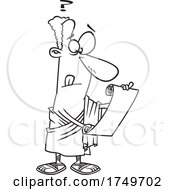 Cartoon Black And White Greek Man Holding A Scroll by toonaday