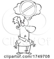 Cartoon Black And White Man With A No Thinking Sign