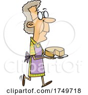 Cartoon Granny With A Sponge Cake