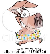 Cartoon Beach Hog With An Inner Tube