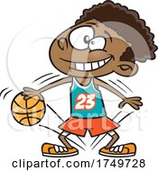 Cartoon Boy Dribbling A Basketball