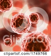 3D Medical Background With Abstract Virus Cells On Cellular Background