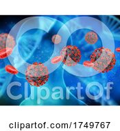 Poster, Art Print Of 3d Medical Background With Covid 19 Virus Cells And Blood Cells With Male Figure In Background