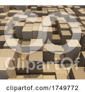 Poster, Art Print Of 3d Abstract Landscape Of Extruding Cubes With Shallow Depth Of Field