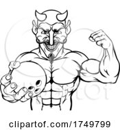 Devil Bowling Sports Mascot Holding Ball by AtStockIllustration