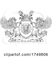 Poster, Art Print Of Crest Pegasus Horses Coat Of Arms Lion Shield Seal