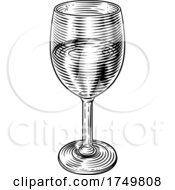 Wine Glass Vintage Etching Woodcut by AtStockIllustration