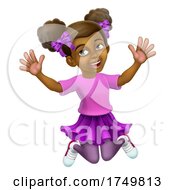 Poster, Art Print Of Happy Jumping Girl Kid Child Cartoon Character