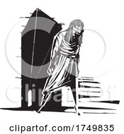 Poster, Art Print Of Woodcut Style Blind Woman