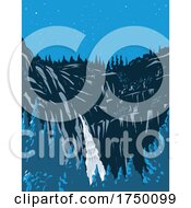 Nighttime At Cascade Falls Or The Cascades With Rugged Merced River Canyon In Sierra Nevada Within Yosemite National Park California USA WPA Poster Art by patrimonio