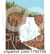 Poster, Art Print Of Rustic Falls On Glen Creek Within Yellowstone National Park Within Yellowstone National Park Wyoming Usa Wpa Poster Art