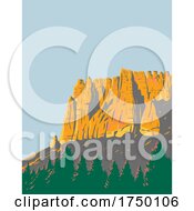 Poster, Art Print Of Clarno Palisades In Clarno Unit Of John Day Fossil Beds National Monument Located In Oregon Usa Wpa Poster Art