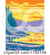 Ribbon Lake In The Canyon Section Of Yellowstone National Park Montana Usa Wpa Poster Art