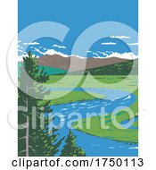 Poster, Art Print Of Hayden Valley A Sub Alpine Valley Straddling The Yellowstone River In Yellowstone National Park Teton County Wyoming Usa Wpa Poster Art