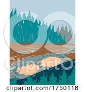 Poster, Art Print Of Mud Volcano A Major Geyser Area On The East Half Of In Yellowstone National Park Teton County Wyoming Usa Wpa Poster Art