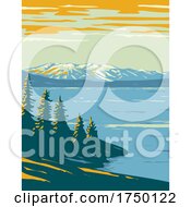 Poster, Art Print Of Yellowstone Lake The Largest Body Of Water Located Within Yellowstone National Park Teton County Wyoming Usa Wpa Poster Art