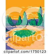 Poster, Art Print Of Morning Glory Pool A Hot Spring In The Yellowstone Upper Geyser Basin In Yellowstone National Park Teton County Wyoming Usa Wpa Poster Art