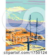 Poster, Art Print Of Mammoth Hot Springs A Large Complex Of Hot Springs On A Hill Of Travertine In Yellowstone National Park Teton County Wyoming Usa Wpa Poster Art