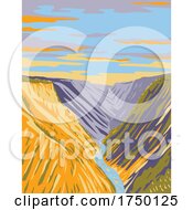 Poster, Art Print Of Grand Canyon Of Yellowstone On Yellowstone River Downstream From Yellowstone Falls In Yellowstone National Park Teton County Wyoming Usa Wpa Poster Ar