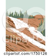 Poster, Art Print Of Waterwheel Falls On Tuolumne River In Sierra Nevada Within Yosemite National Park California Usa Wpa Poster Art