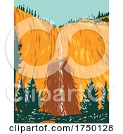 Poster, Art Print Of Fairy Falls One Of Yellowstones Tallest Waterfalls Within Yellowstone National Park Teton County Wyoming Usa Wpa Poster Art