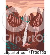 Poster, Art Print Of Tower Fall On Tower Creek Located In Northeastern Yellowstone National Park Wyoming Usa Wpa Poster Art
