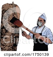 Poster, Art Print Of Man Cutting Meat For Doner Kebab