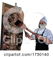 Poster, Art Print Of Man Cutting Meat For Doner Kebab